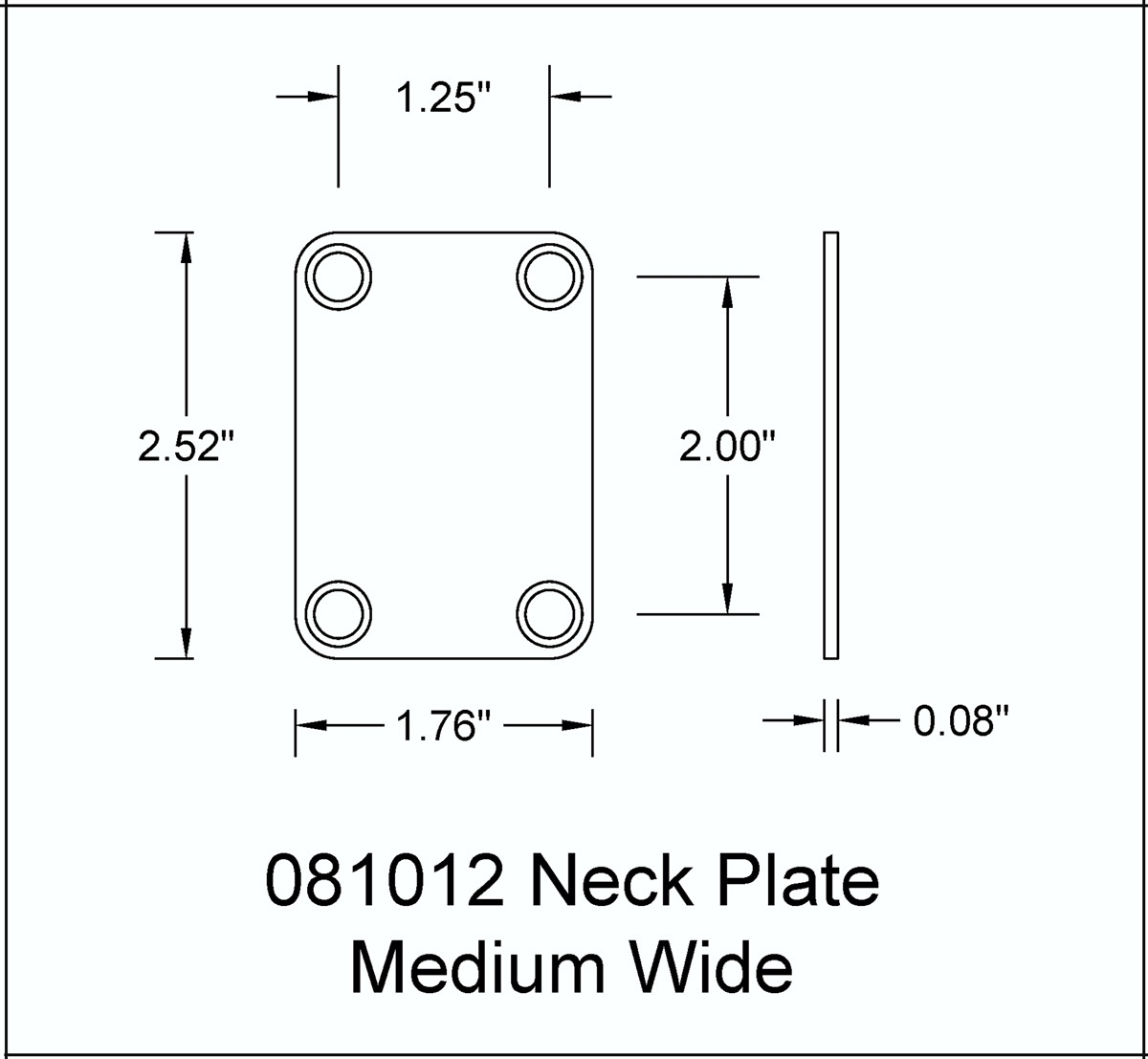 Neck Plate Electric 1 3/4 x 2 1/2 Medium Wide Gold